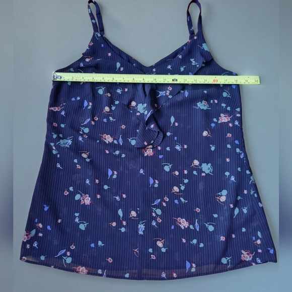 Cabi Pinstripe Front Ruffle Floral Flowy Cami - Picture 10 of 11